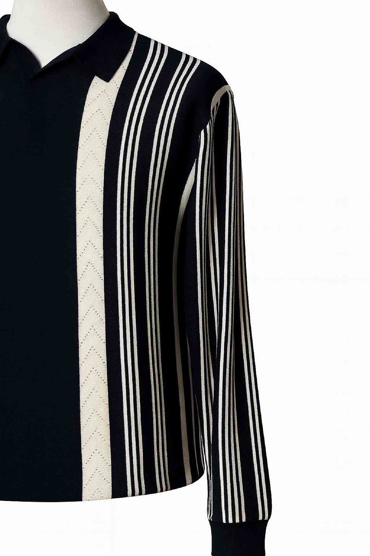 DualStripe Contrast Shirt – Black & White - Image 3