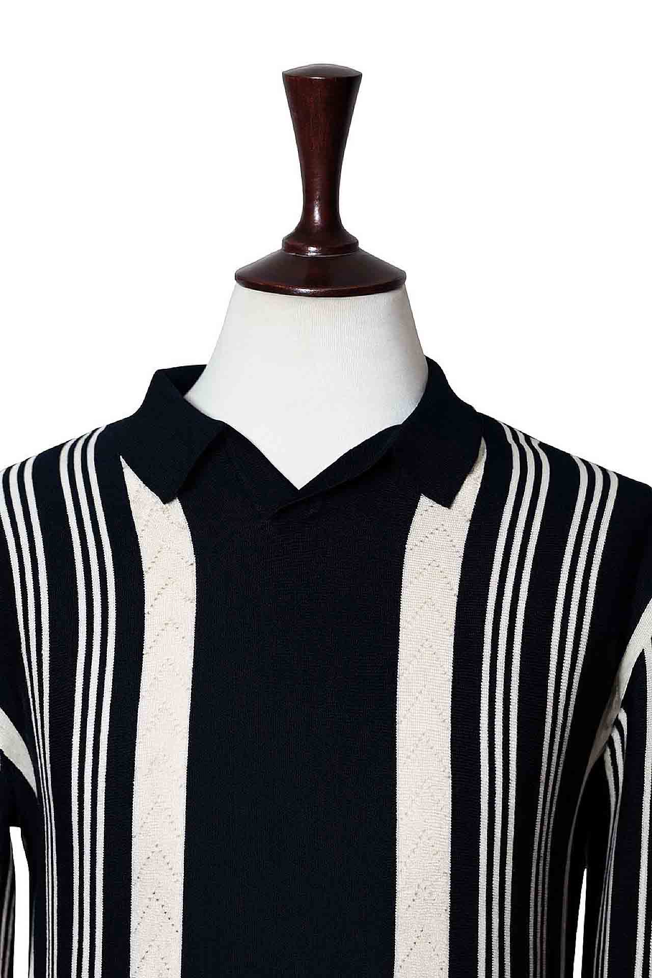 DualStripe Contrast Shirt – Black & White - Image 2