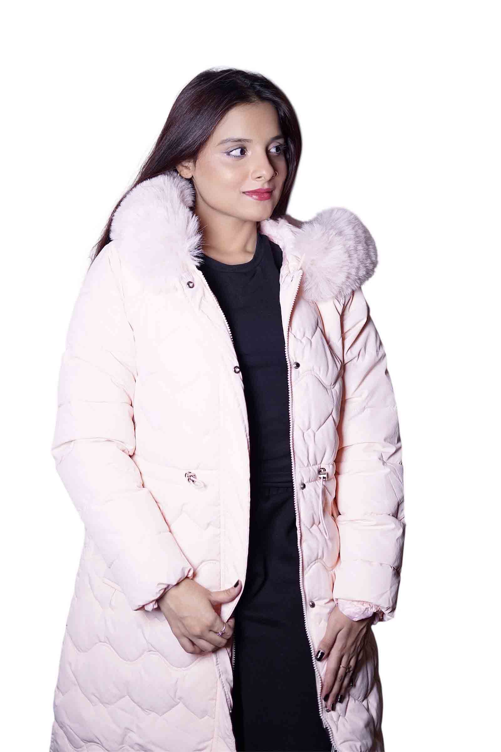 FrostElegance Long Winter Coat – Pink