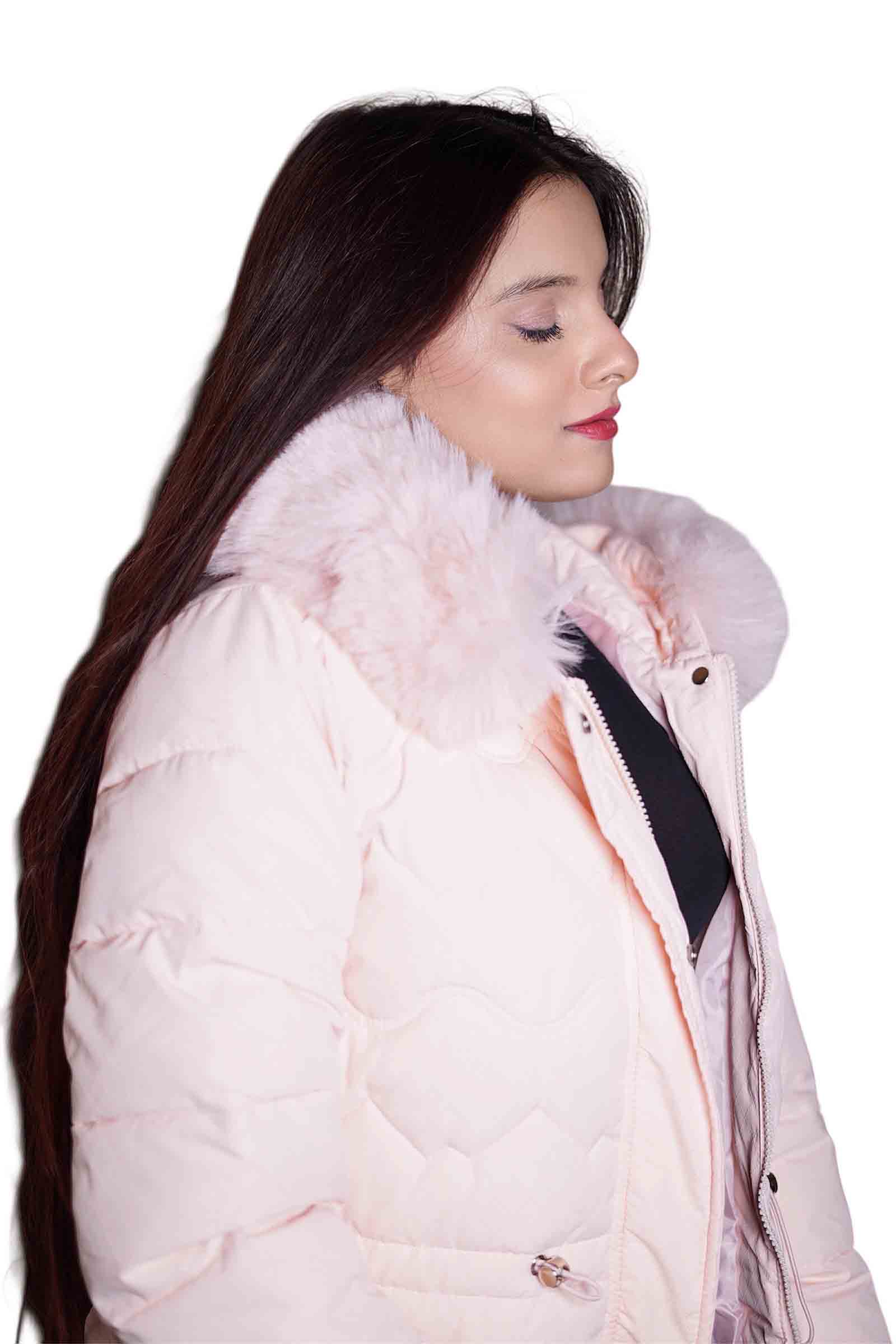 FrostElegance Long Winter Coat – Pink - Image 2