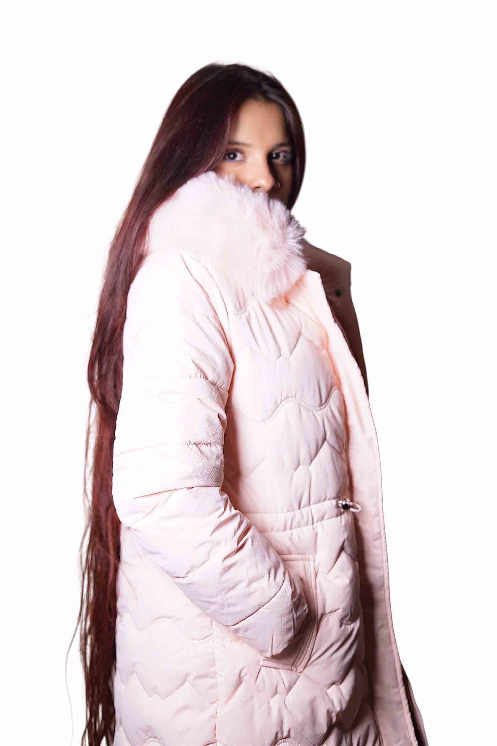 FrostElegance Long Winter Coat – Pink - Image 3