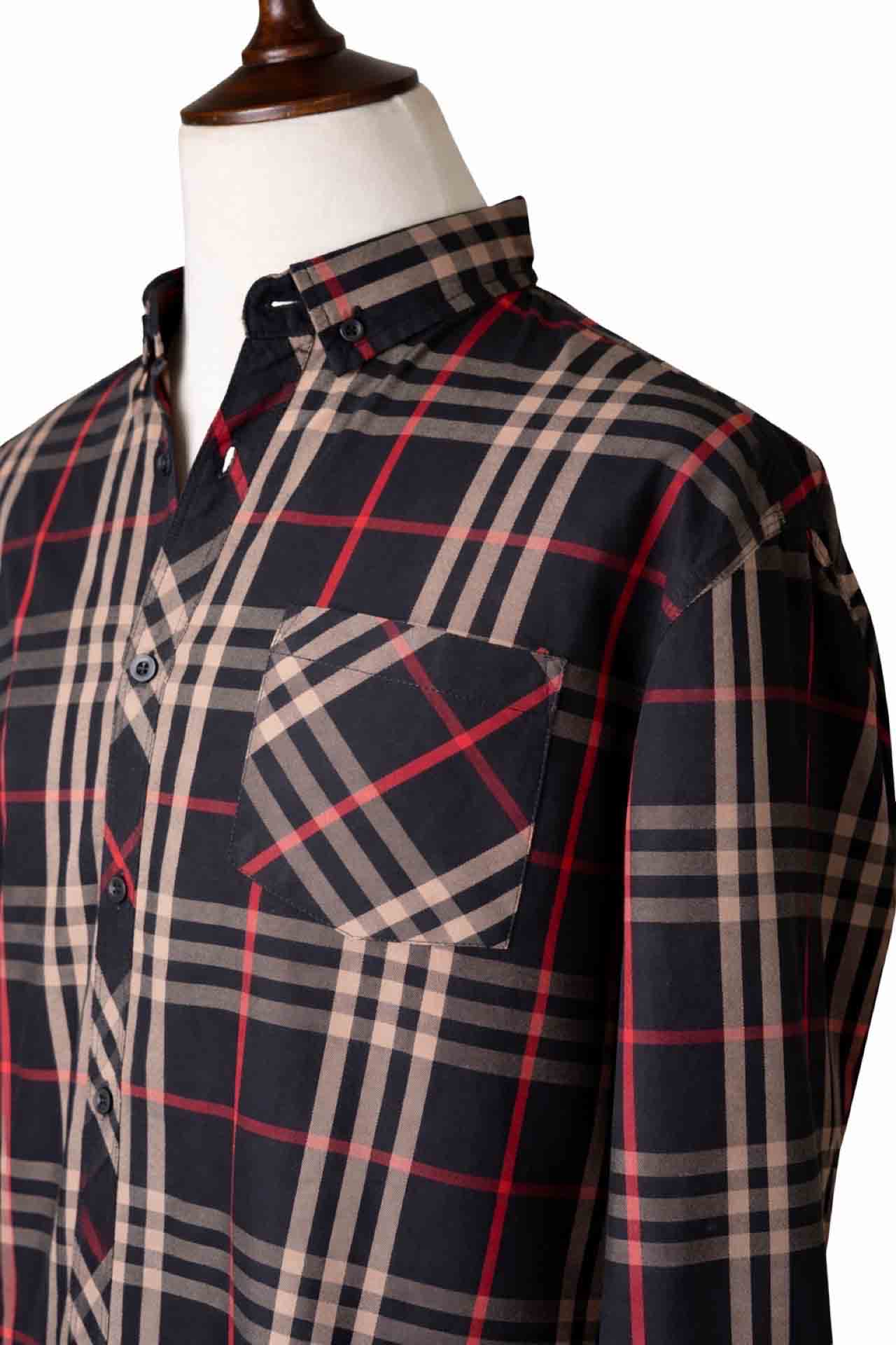 Midnight Gilded-Check Shirt – Black, Gold & Red - Image 3