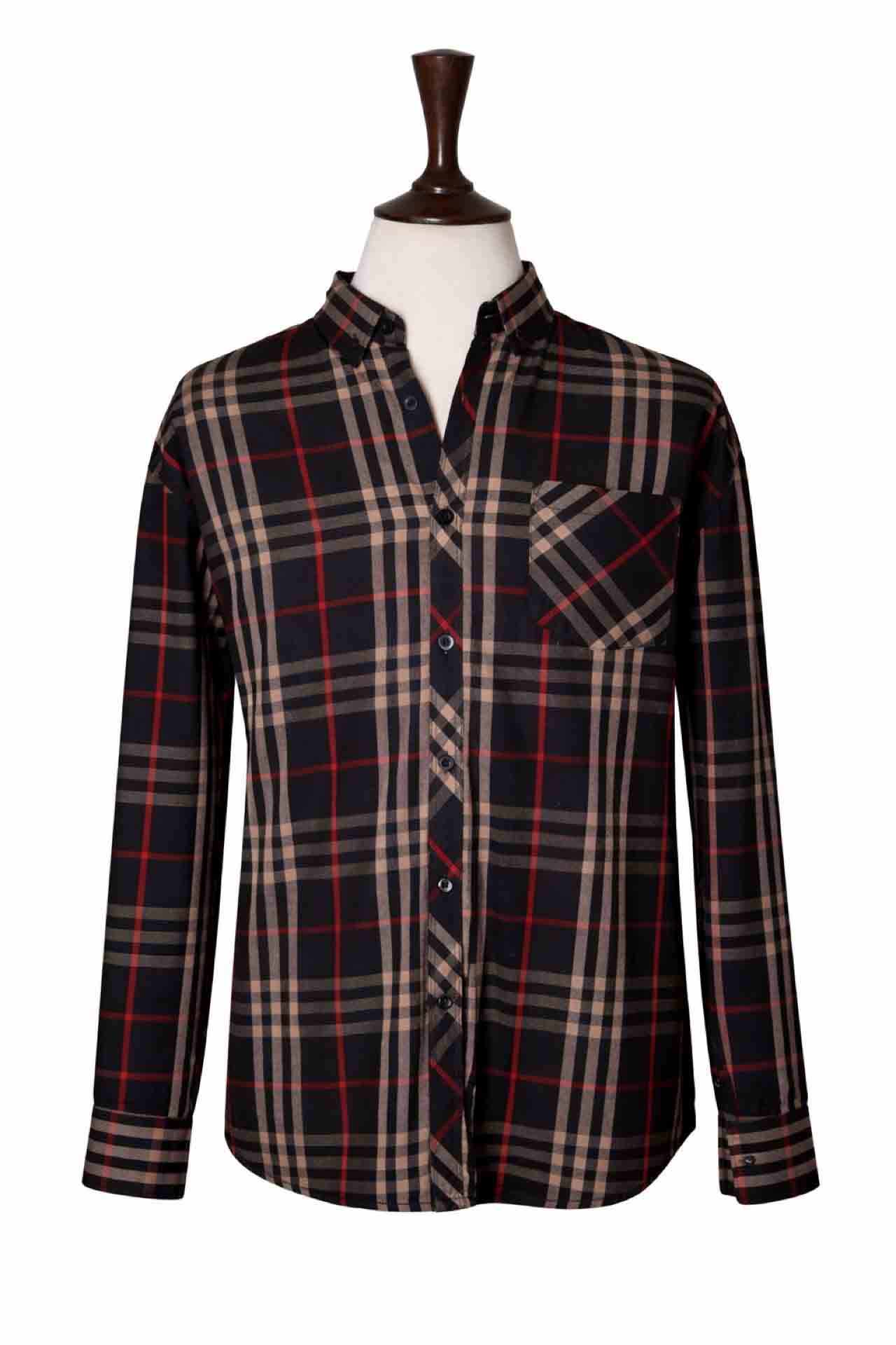 Midnight Gilded-Check Shirt – Black, Gold & Red