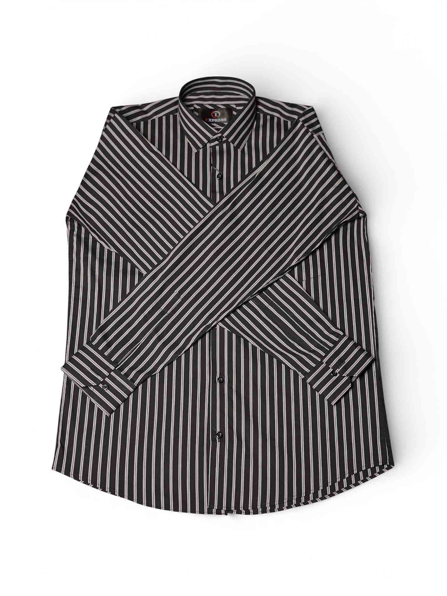 Executive Pinstripe Button-Down – Midnight Noir