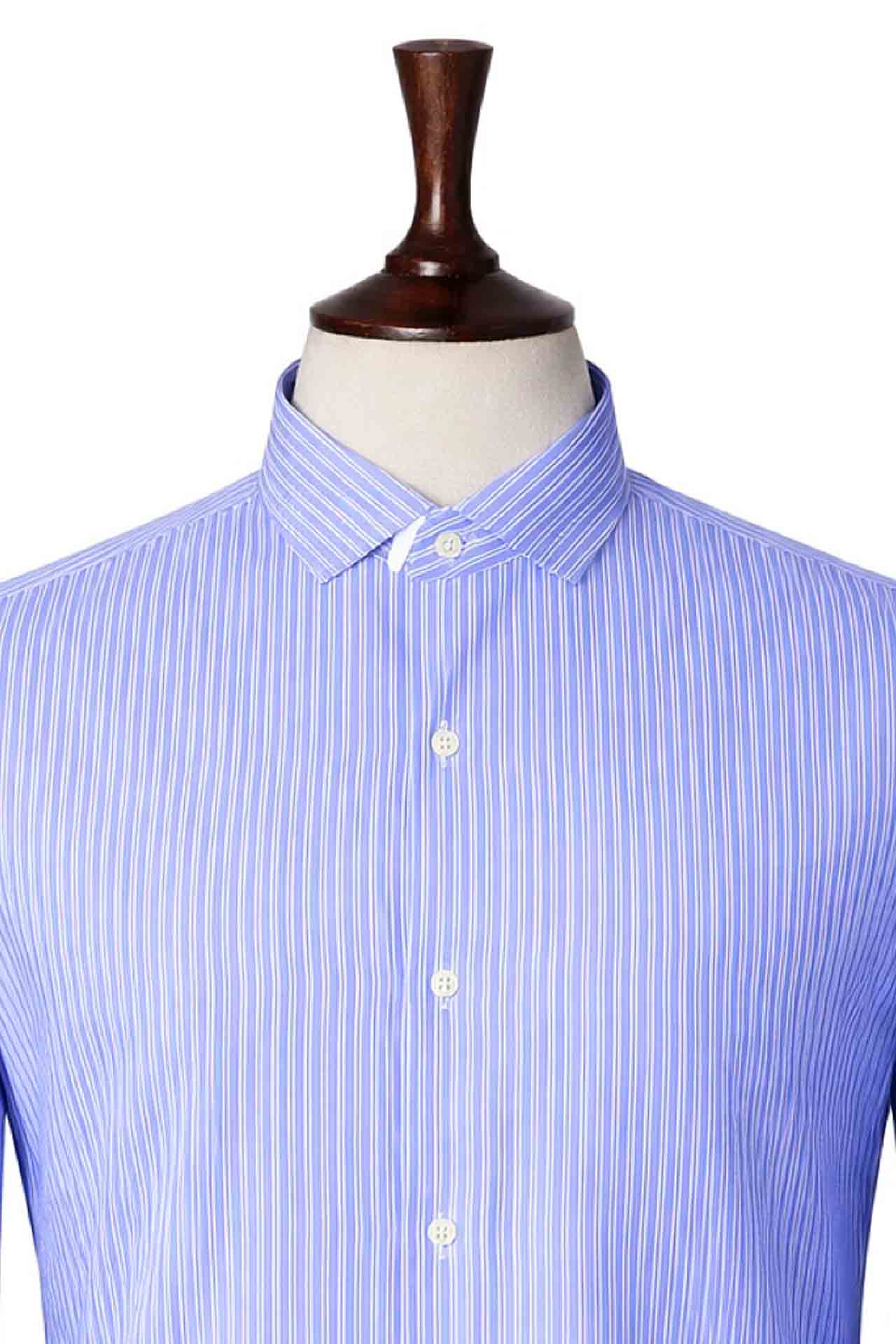 Azure Precision Striped Shirt – Sky Blue & White - Image 2