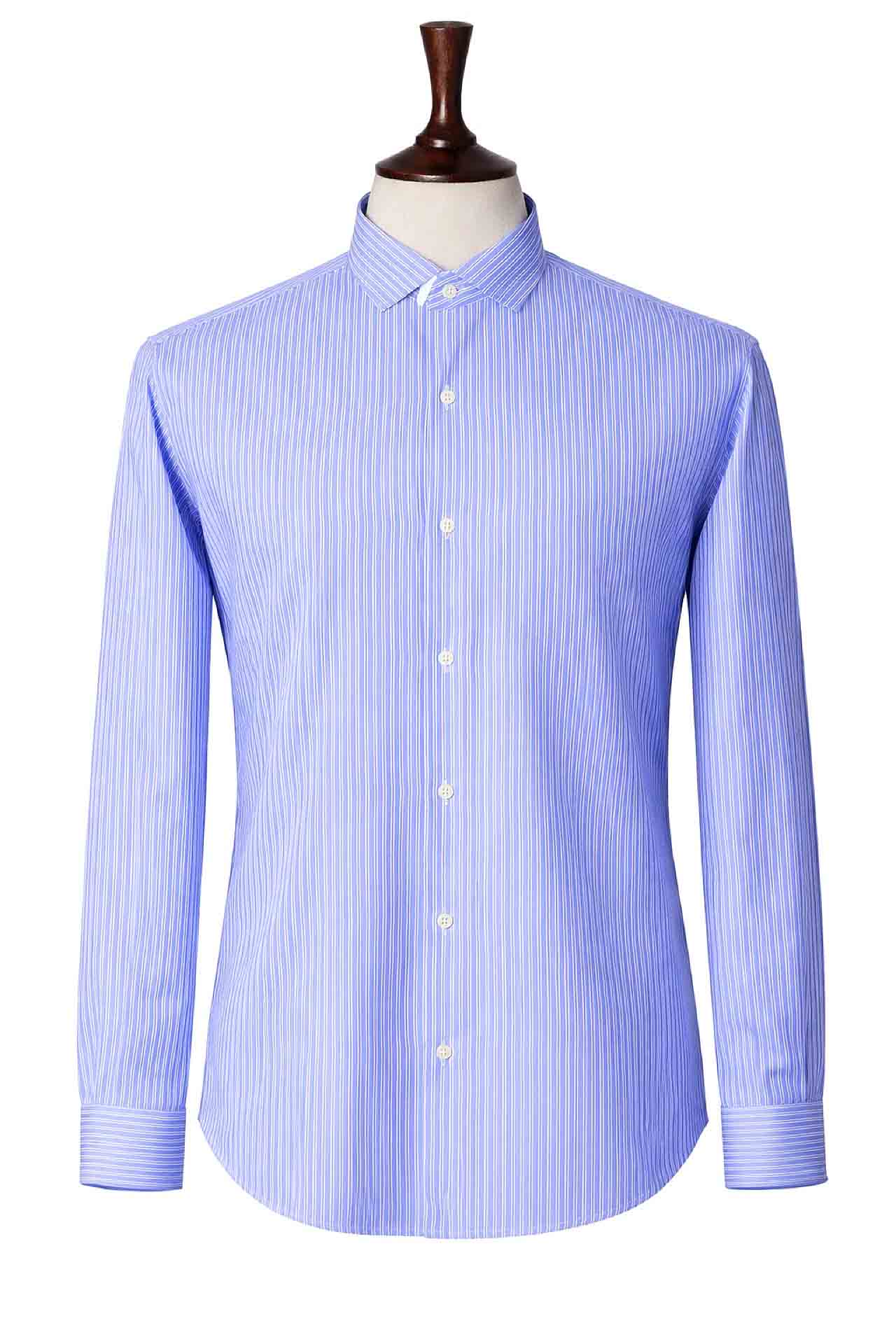 Azure Precision Striped Shirt – Sky Blue & White