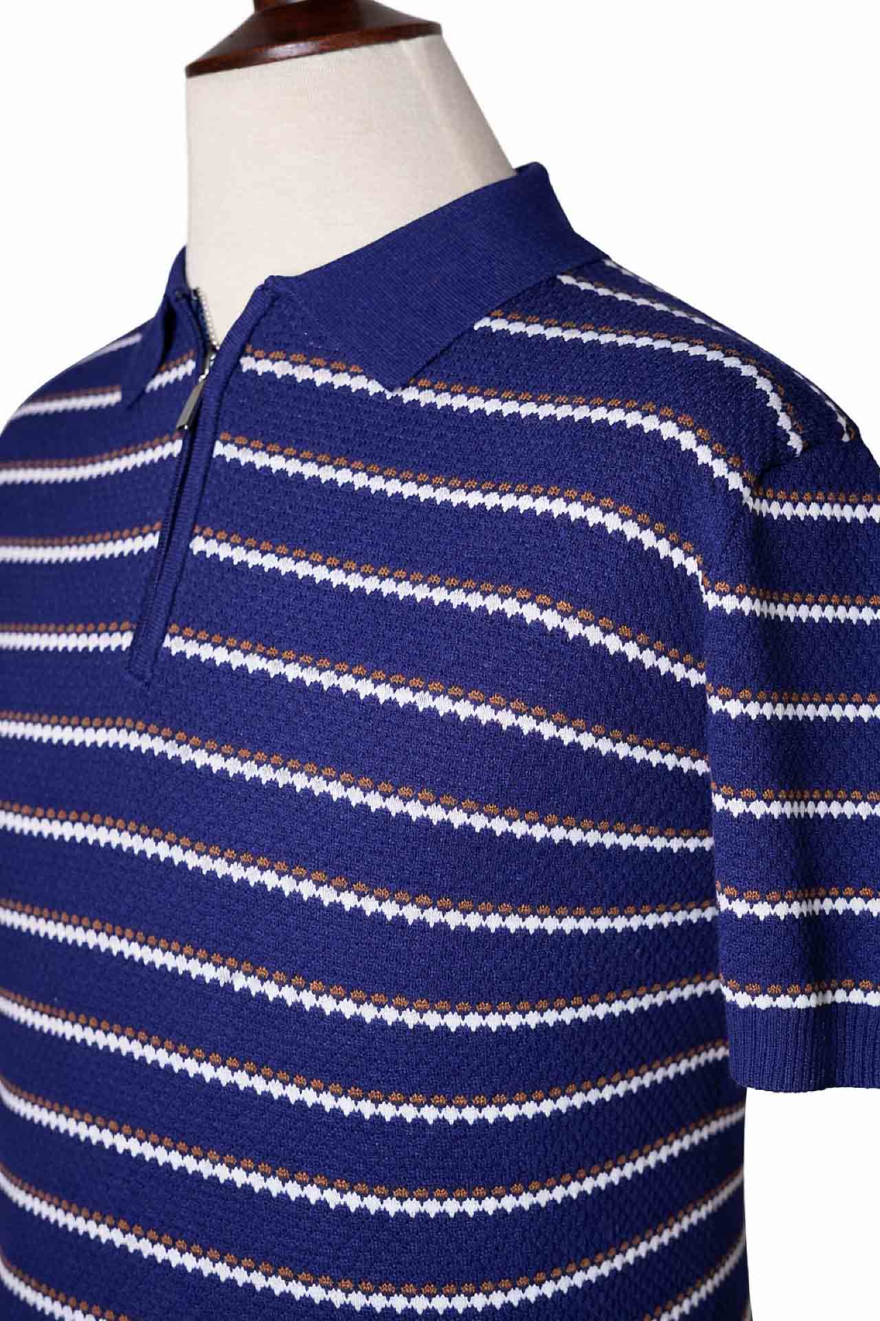 Azure Horizon Quarter-Zip – Cobalt Stripe - Image 3