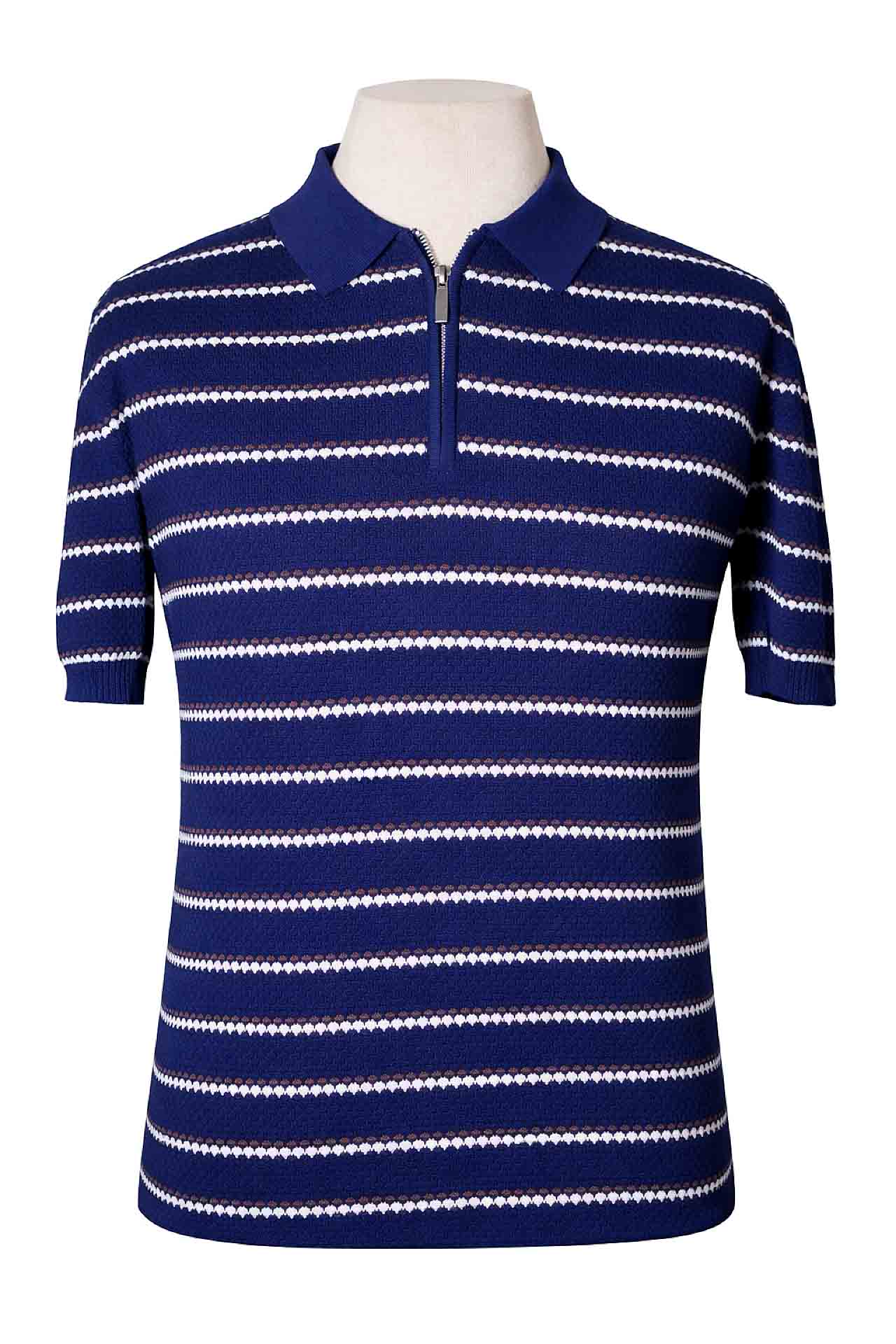 Azure Horizon Quarter-Zip – Cobalt Stripe