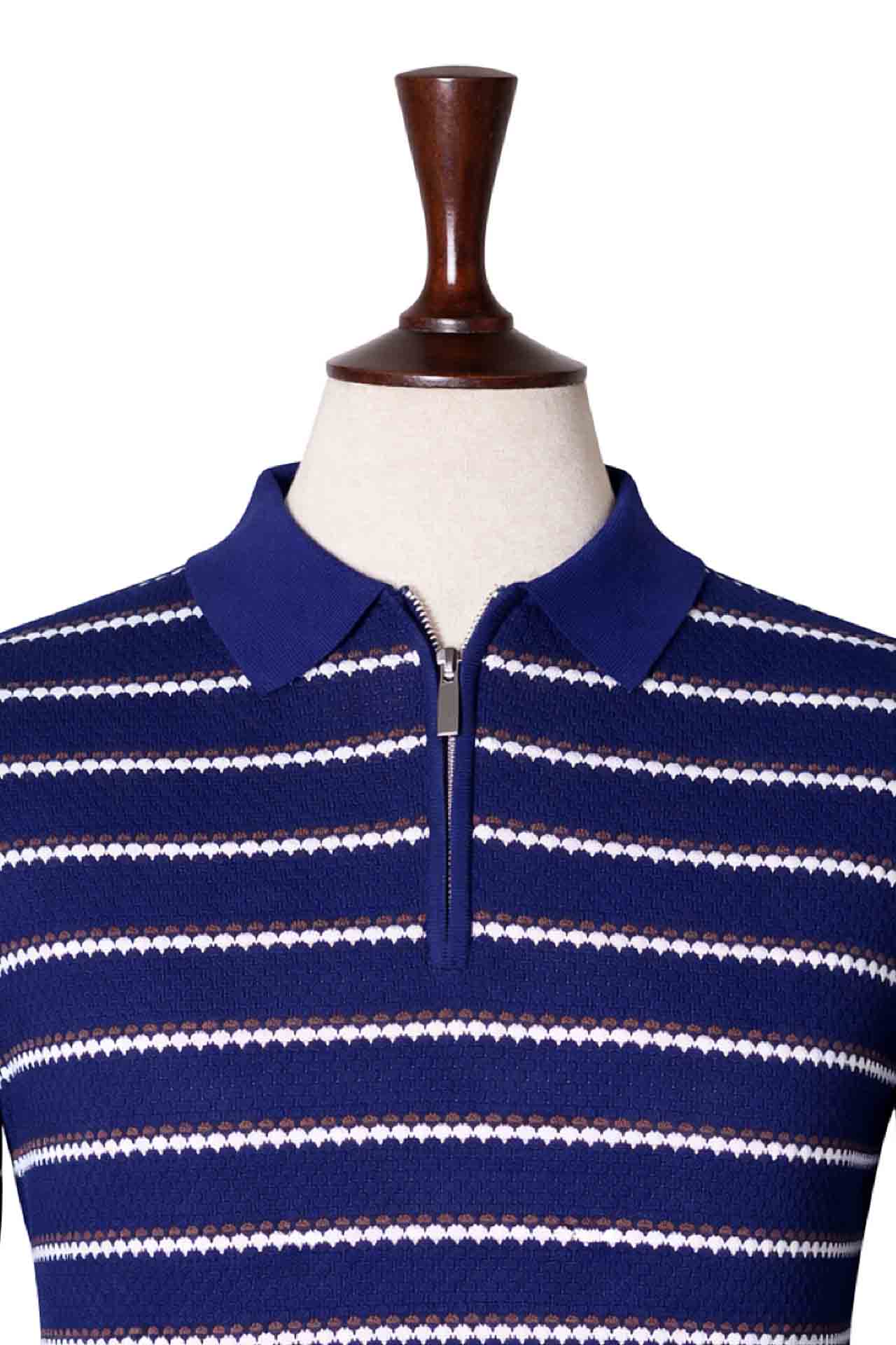 Azure Horizon Quarter-Zip – Cobalt Stripe - Image 2